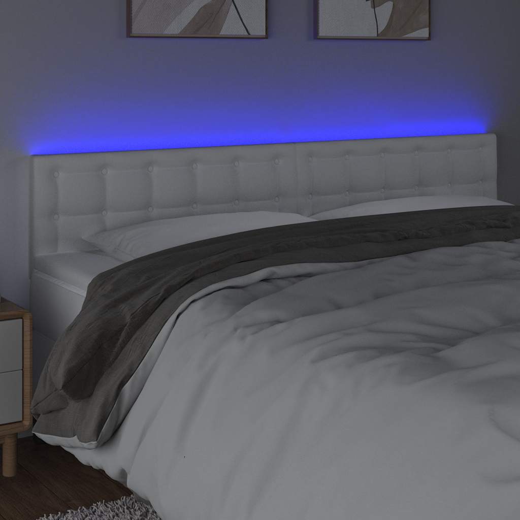 Fehér műbőr LED-es fejtámla 180 x 5 x 78/88 cm 3