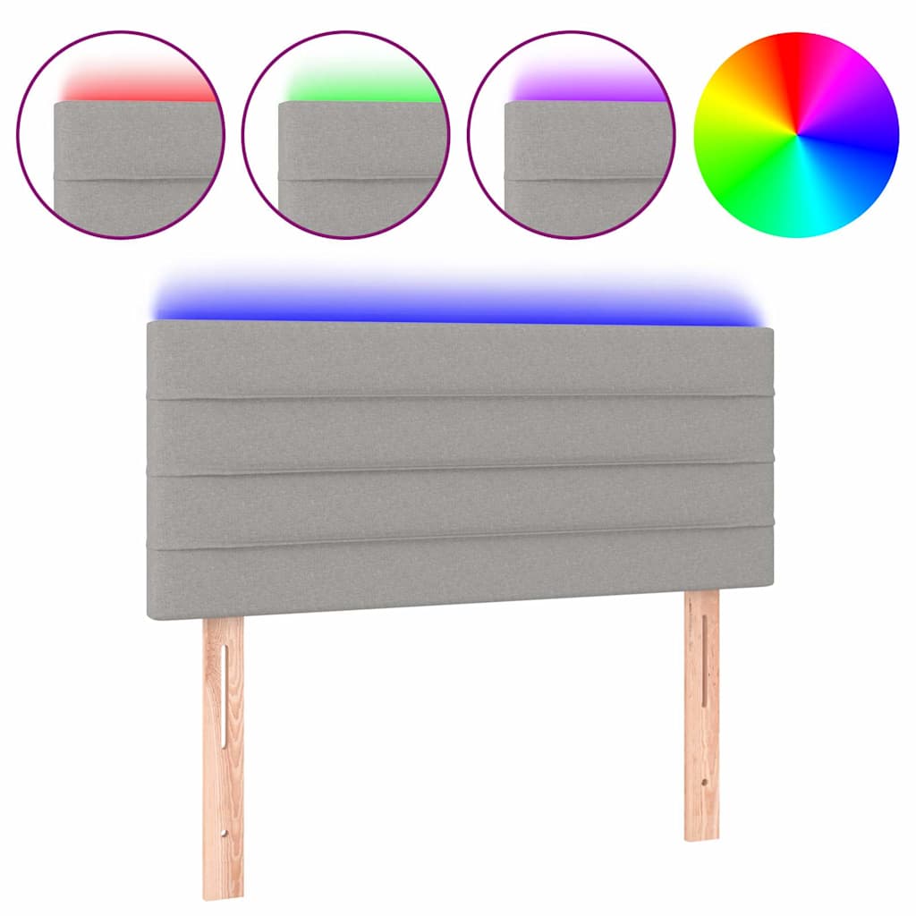 Világosszürke szövet LED-es fejtámla 80 x 5 x 78/88 cm 2