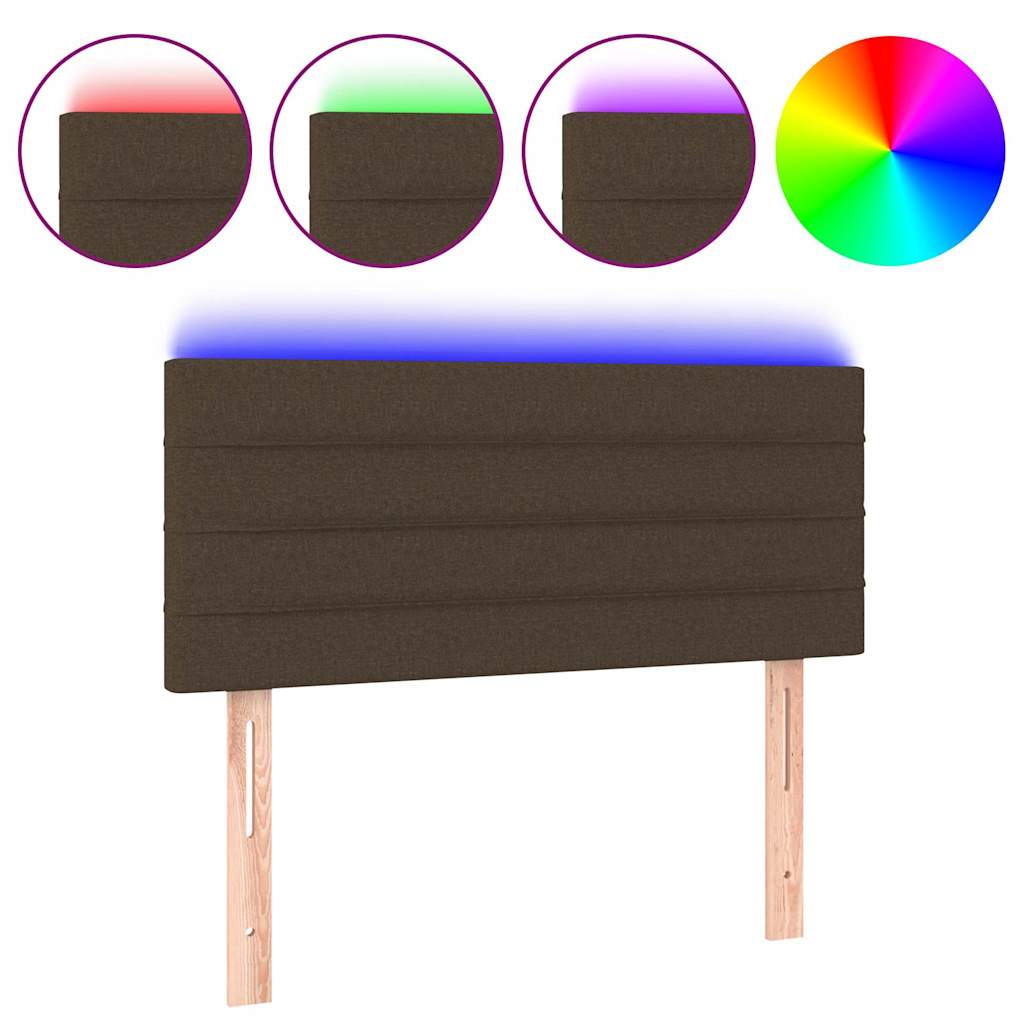 Sötétbarna szövet LED-es fejtámla 80 x 5 x 78/88 cm 2