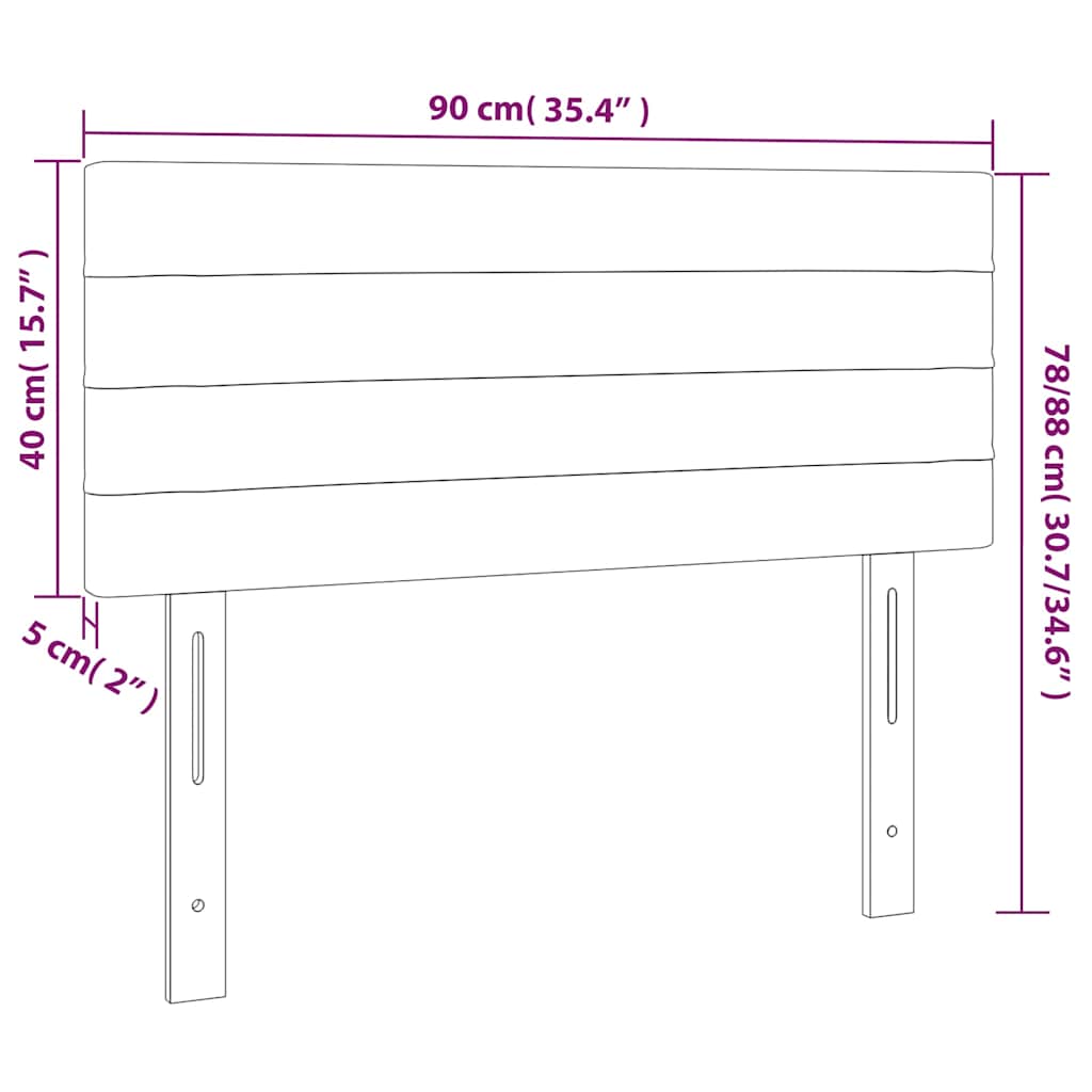 Fekete szövet LED-es fejtámla 90x5x78/88 cm 6