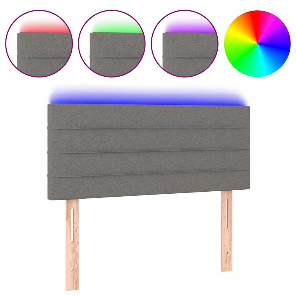 Sötétszürke szövet LED-es fejtámla 100x5x78/88 cm 2