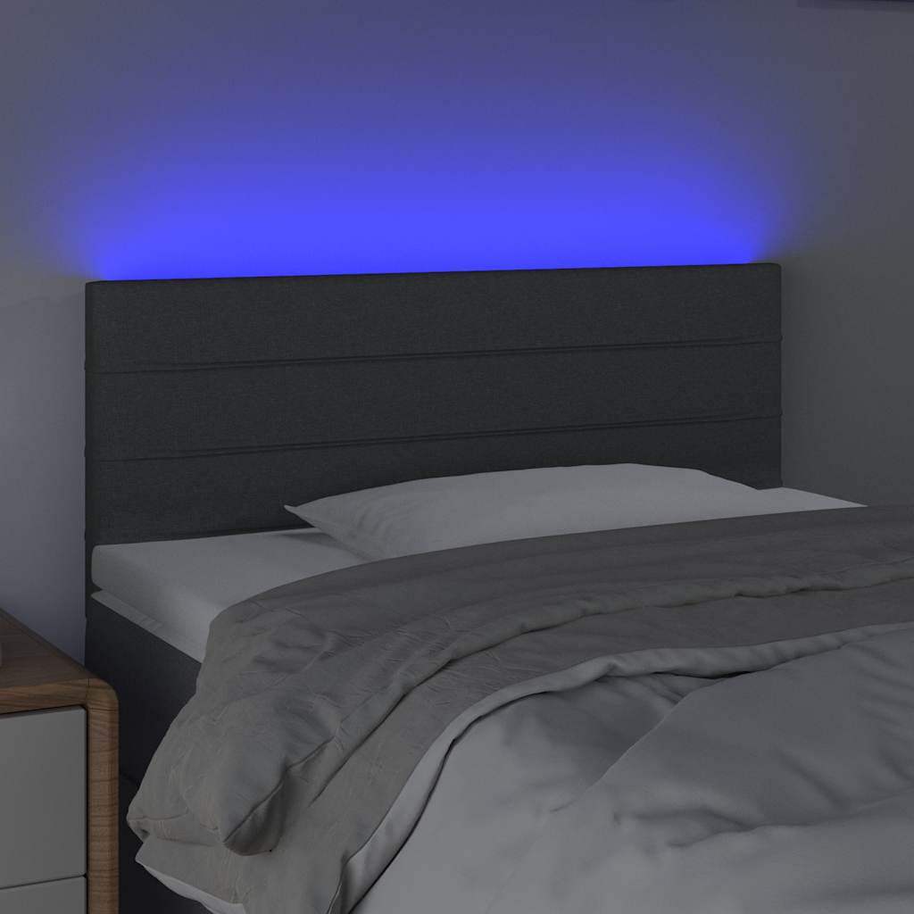 Sötétszürke szövet LED-es fejtámla 100x5x78/88 cm 3
