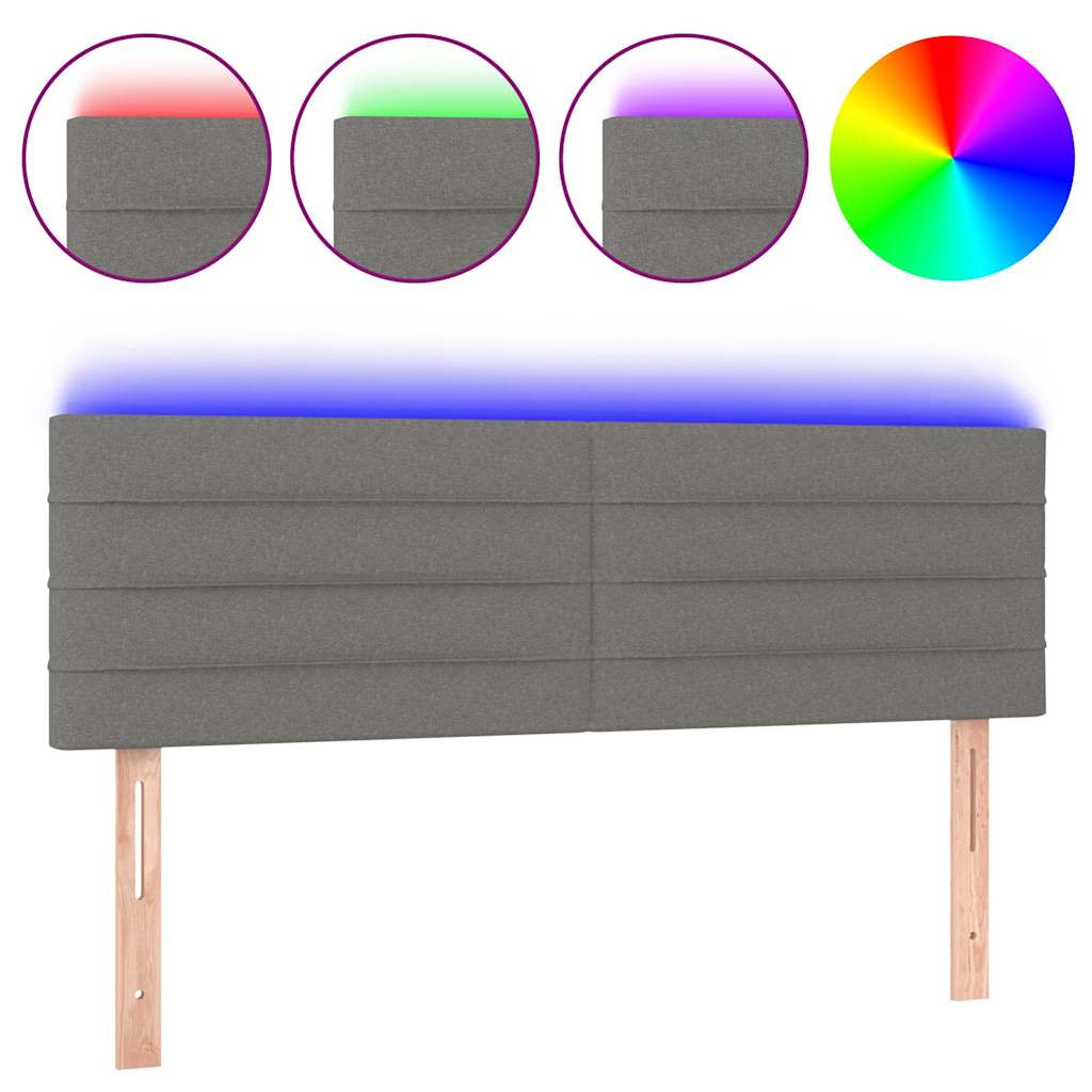 Sötétszürke szövet LED-es fejtámla 144x5x78/88 cm 2