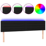 Fekete szövet LED-es fejtámla 160x5x78/88 cm 2