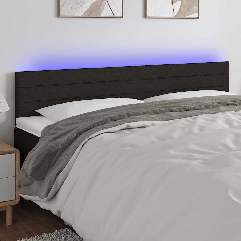 Fekete szövet LED-es fejtámla 160x5x78/88 cm