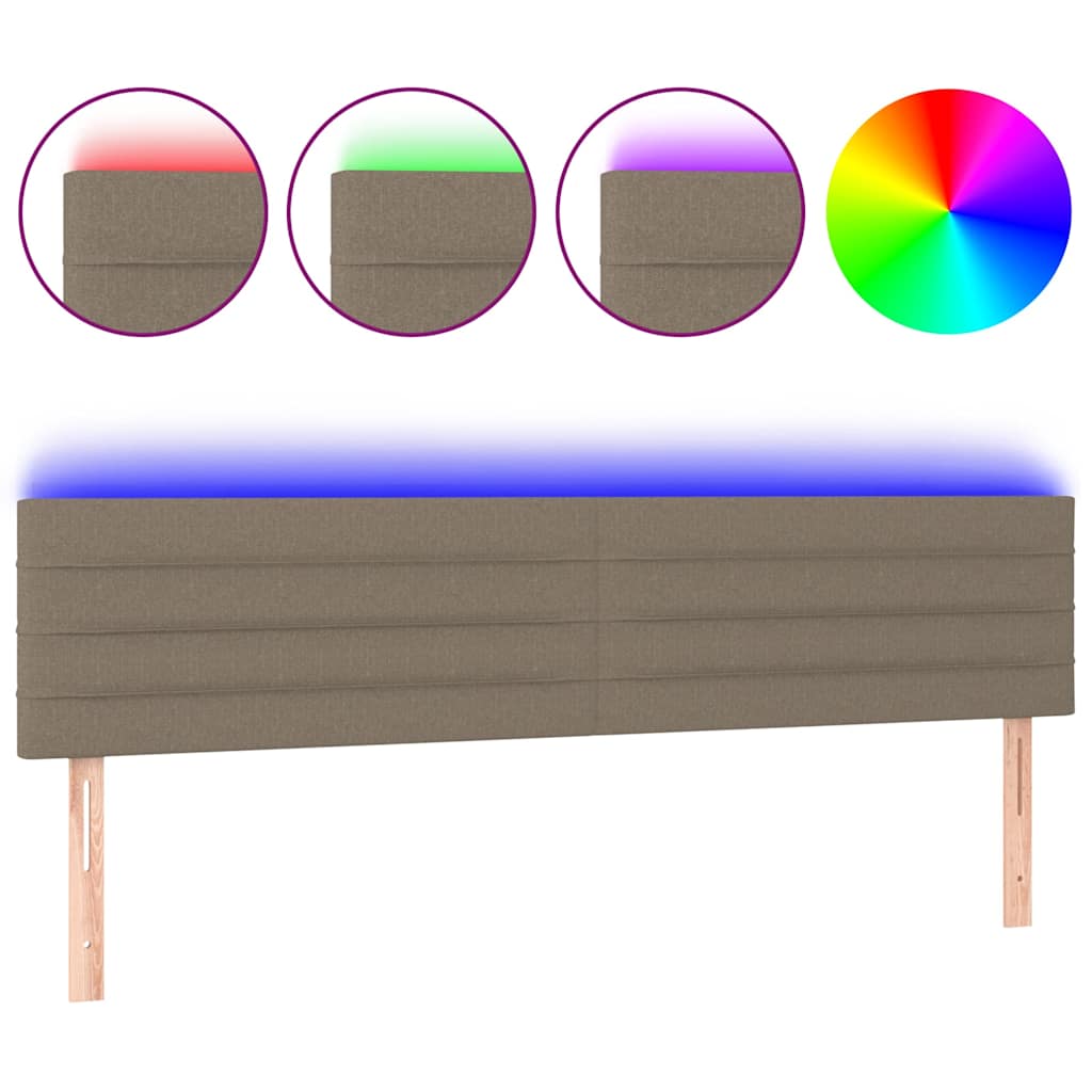 Tópszínű szövet LED-es fejtámla 180x5x78/88 cm 2