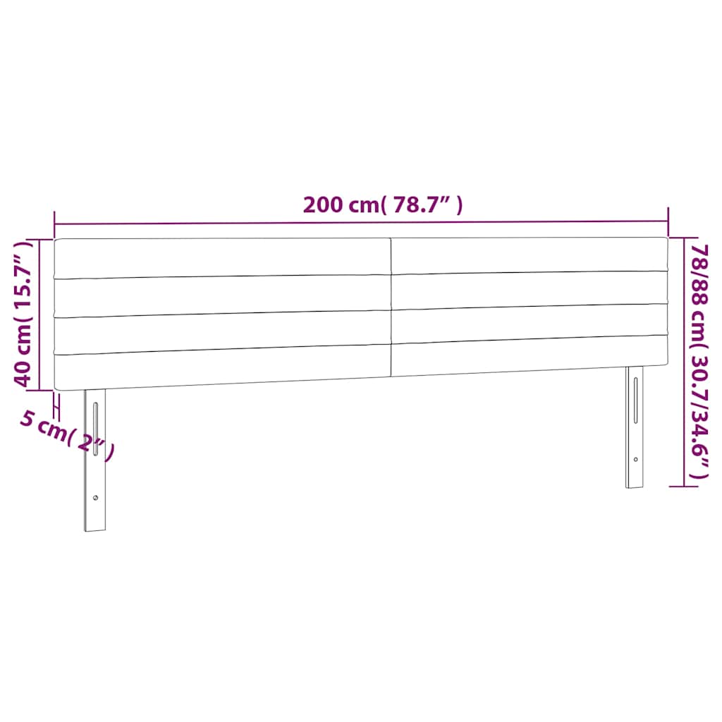 Világosszürke szövet LED-es fejtámla 200x5x78/88 cm 6