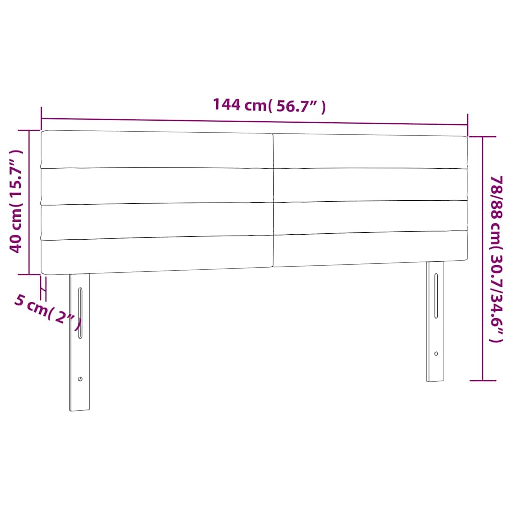 Sötétszürke bársony LED-es fejtámla 144x5x78/88 cm 6