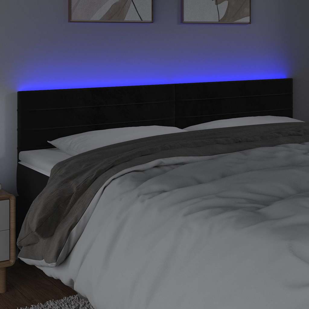 Fekete bársony LED-es fejtámla 200x5x78/88 cm 3