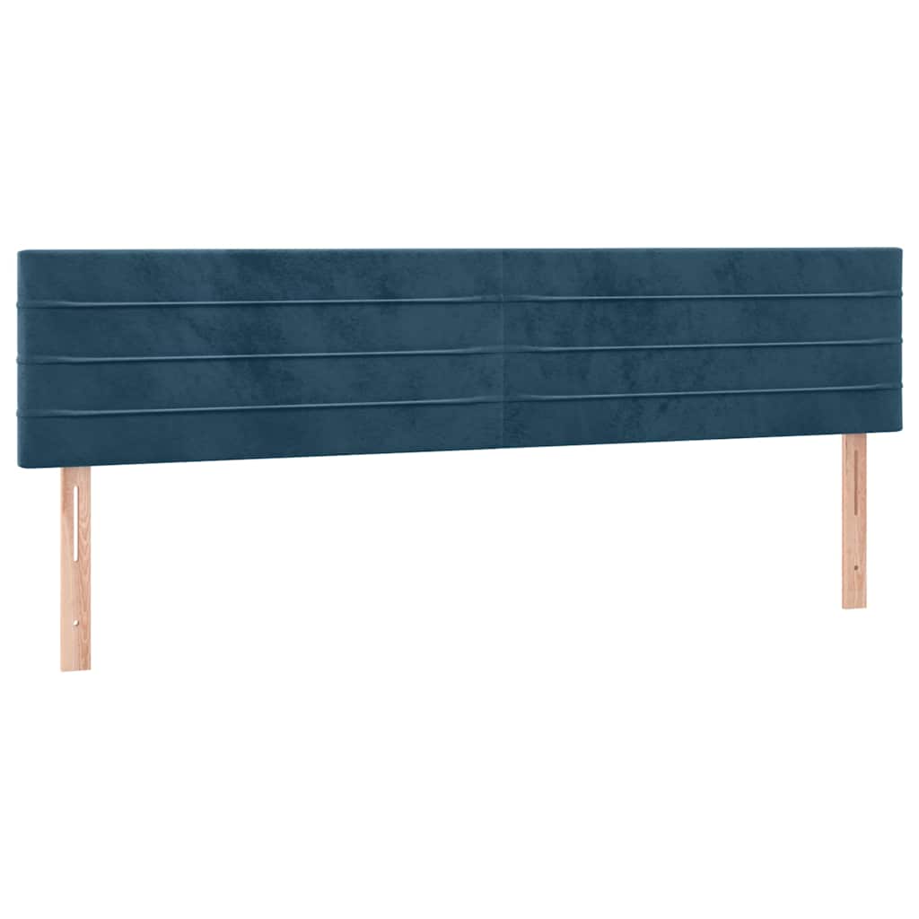 Sötétkék bársony LED-es fejtámla 200x5x78/88 cm 4