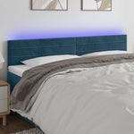 Sötétkék bársony LED-es fejtámla 200x5x78/88 cm