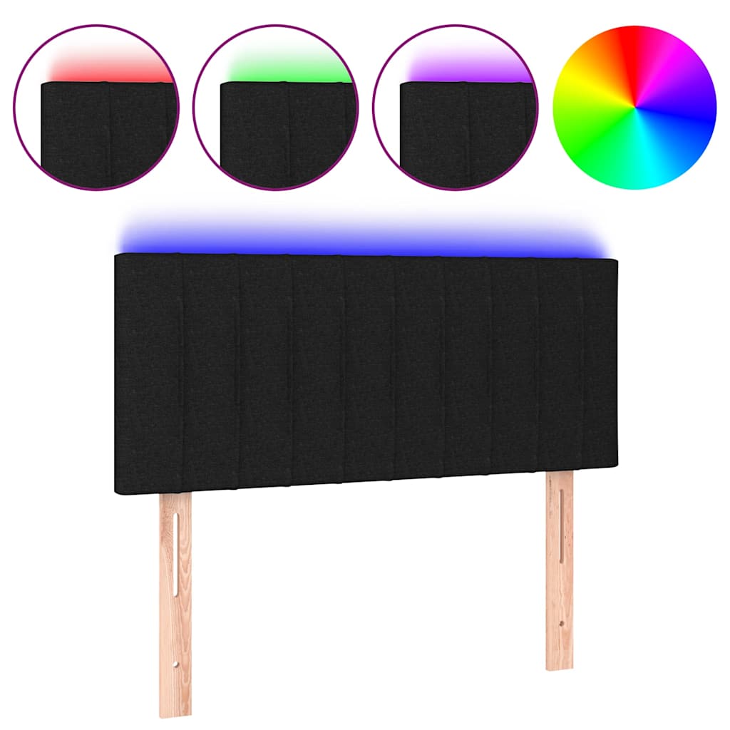 Fekete szövet LED-es fejtámla 90x5x78/88 cm 2