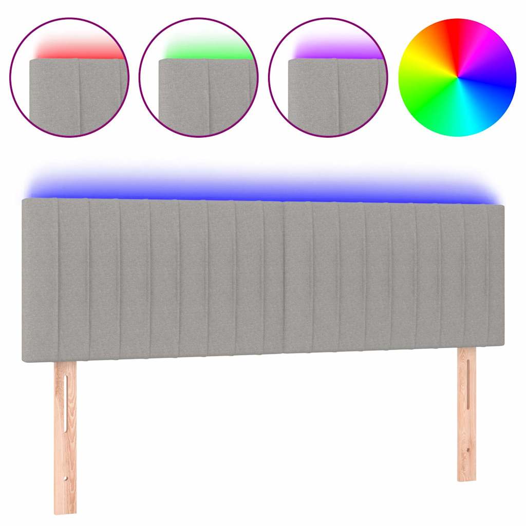 Világosszürke szövet LED-es fejtámla 144 x 5 x 78/88 cm 2
