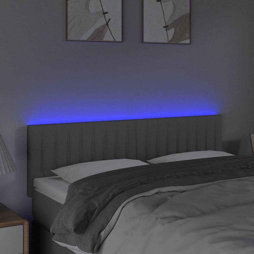 Világosszürke szövet LED-es fejtámla 144 x 5 x 78/88 cm 3