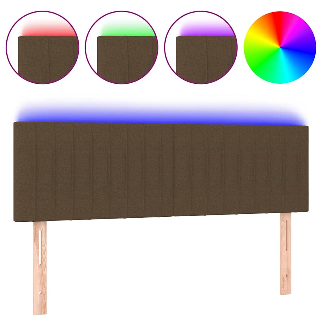 Sötétbarna szövet LED-es fejtámla 144x5x78/88 cm 2