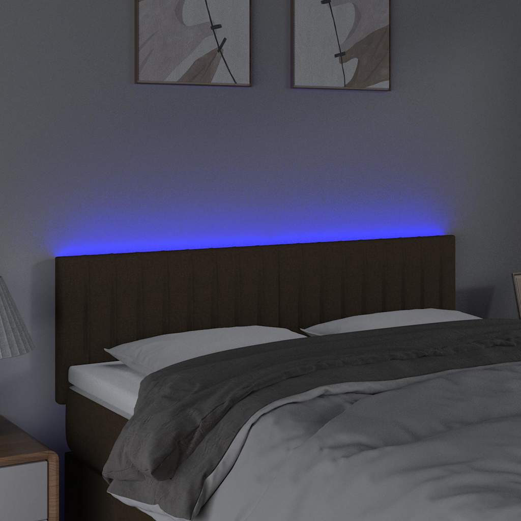 Sötétbarna szövet LED-es fejtámla 144x5x78/88 cm 3