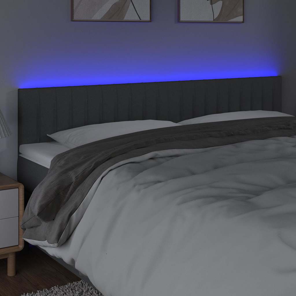 Sötétszürke szövet LED-es fejtámla 160x5x78/88 cm 3