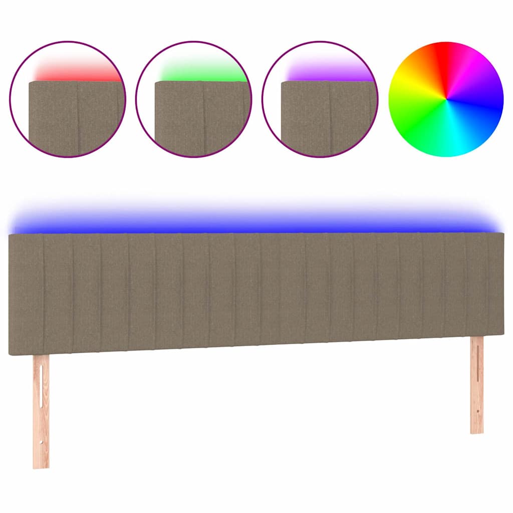 Tópszínű szövet LED-es fejtámla 160x5x78/88 cm 2