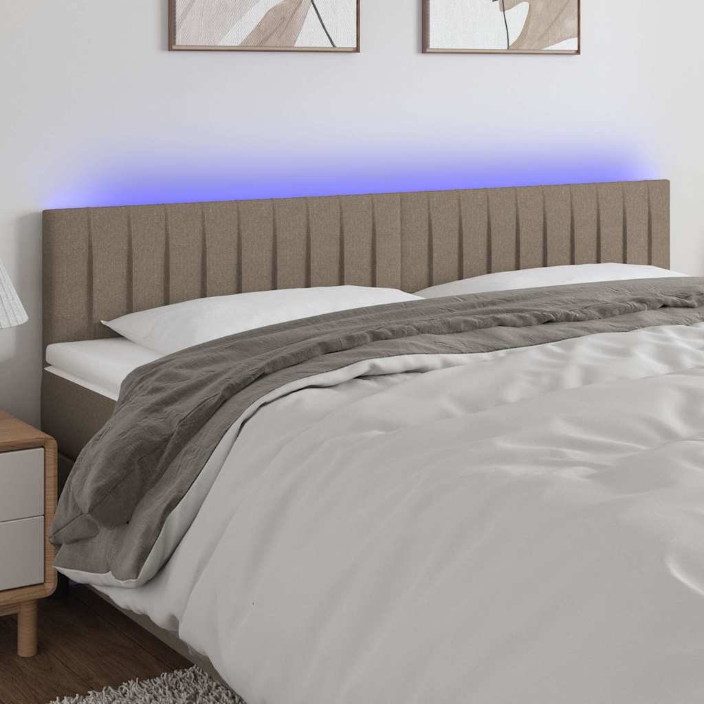 Tópszínű szövet LED-es fejtámla 160x5x78/88 cm