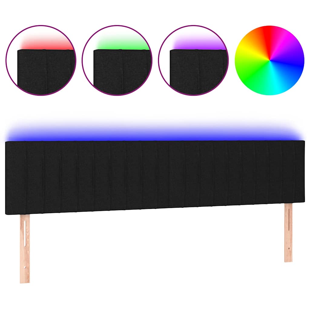 Fekete szövet LED-es fejtámla 180x5x78/88 cm 2
