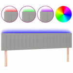 Világosszürke szövet LED-es fejtámla 200x5x78/88 cm 2