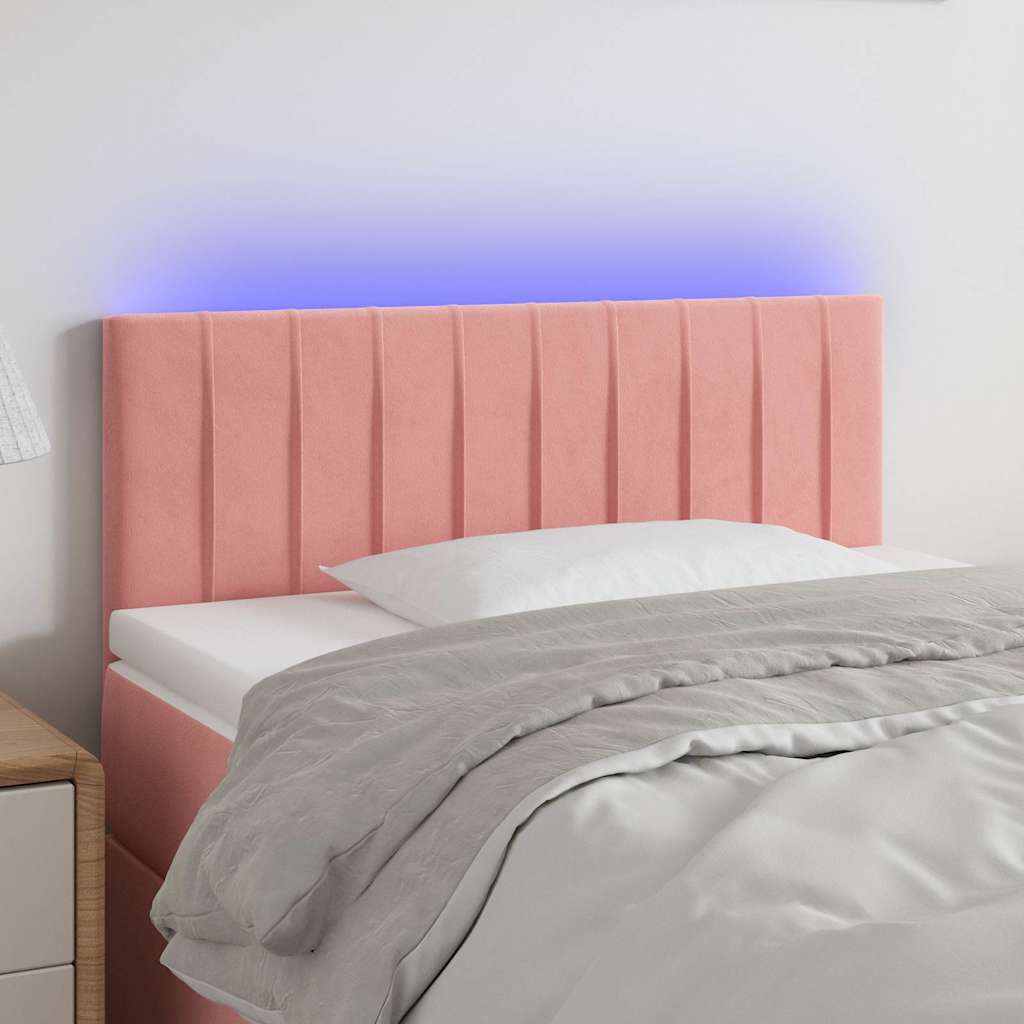 Rózsaszín bársony LED-es fejtámla 80 x 5 x 78/88 cm
