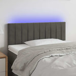 Sötétszürke bársony LED-es fejtámla 90x5x78/88 cm