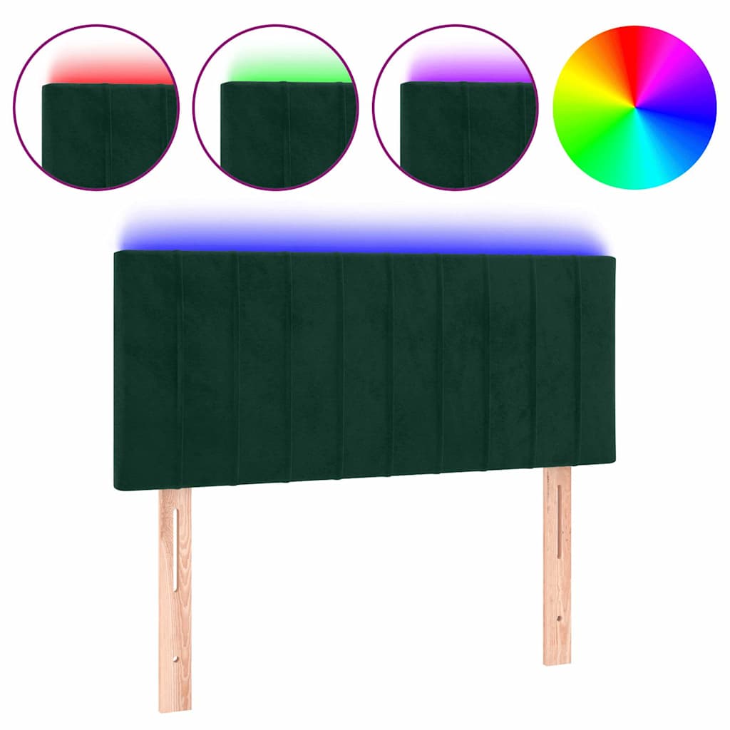 Sötétzöld bársony LED-es fejtámla 100x5x78/88 cm 2