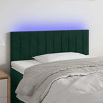 Sötétzöld bársony LED-es fejtámla 100x5x78/88 cm