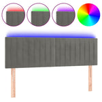 Világosszürke bársony LED-es fejtámla 144x5x78/88 cm 2
