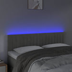 Világosszürke bársony LED-es fejtámla 144x5x78/88 cm 3