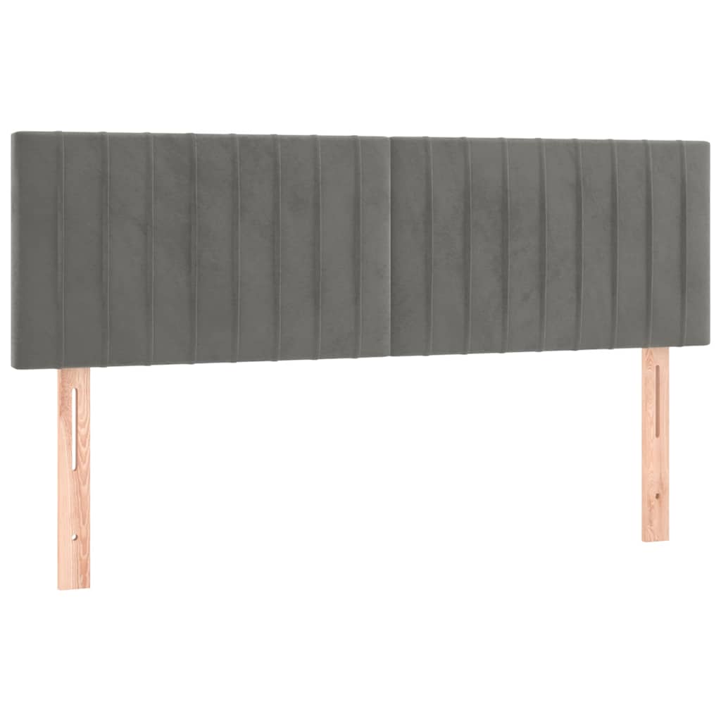 Világosszürke bársony LED-es fejtámla 144x5x78/88 cm 4