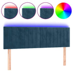Sötétkék bársony LED-es fejtámla 144x5x78/88 cm 2