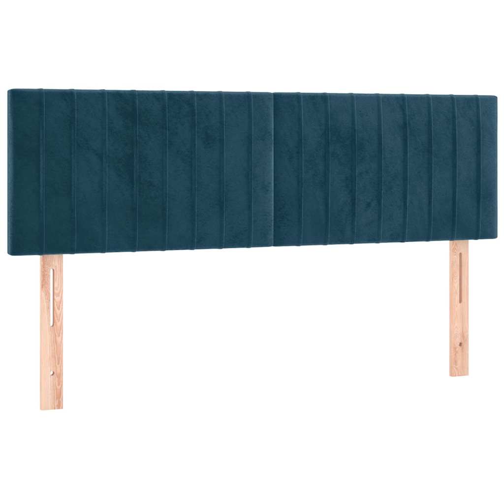 Sötétkék bársony LED-es fejtámla 144x5x78/88 cm 4
