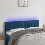 Sötétkék bársony LED-es fejtámla 144x5x78/88 cm