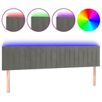Világosszürke bársony LED-es fejtámla 180x5x78/88 cm 2