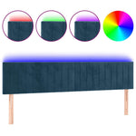 Sötétkék bársony LED-es fejtámla 180x5x78/88 cm 2