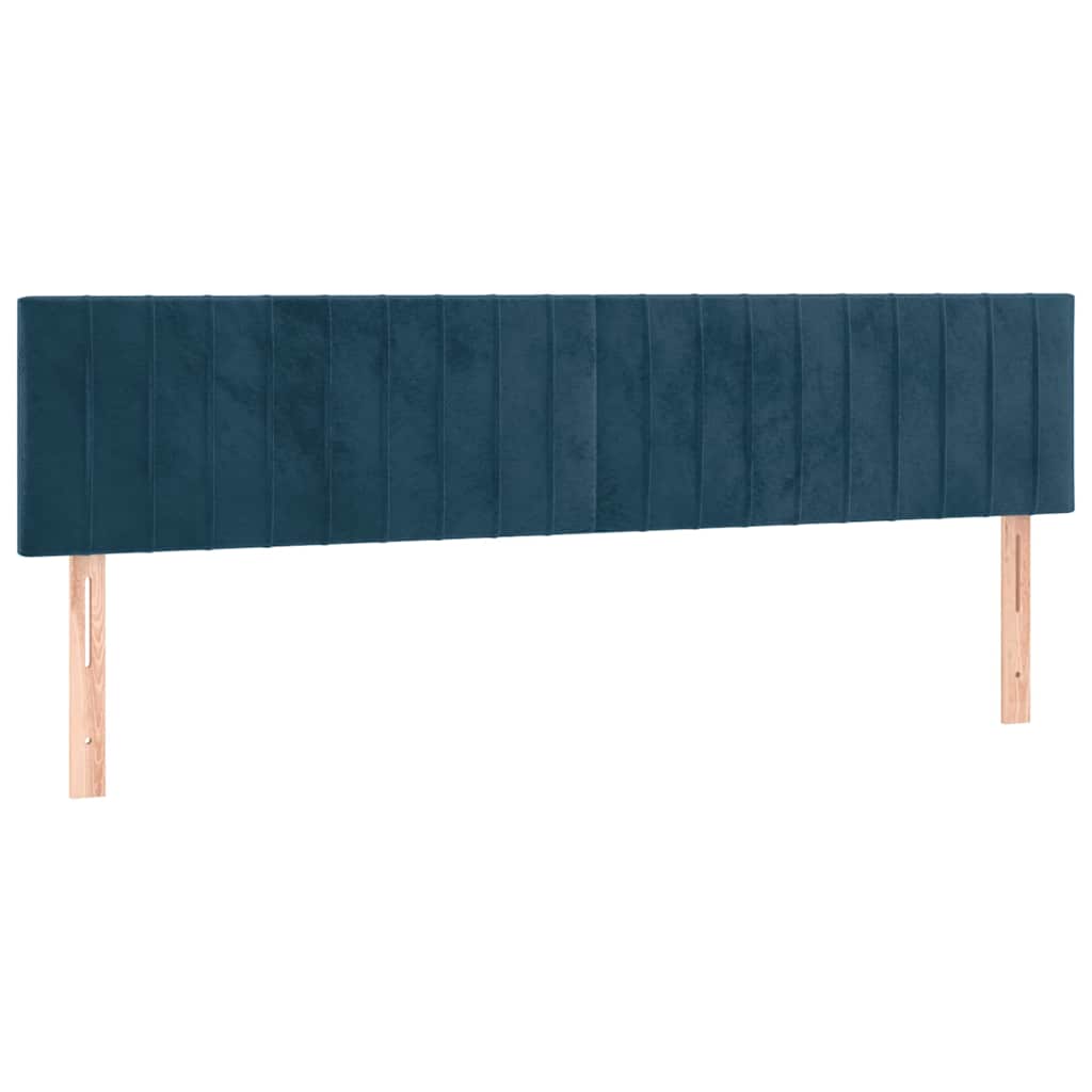 Sötétkék bársony LED-es fejtámla 180x5x78/88 cm 4