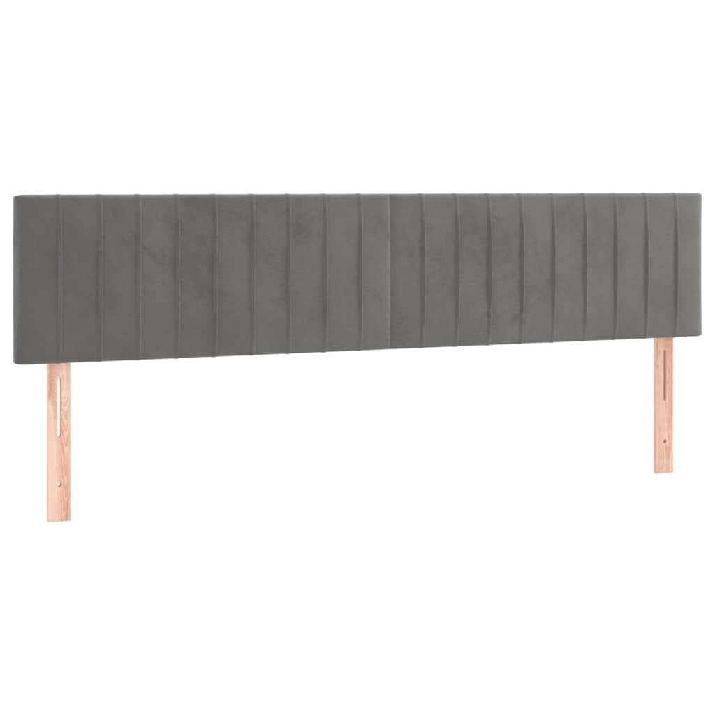 Világosszürke bársony LED-es fejtámla 200x5x78/88 cm 4