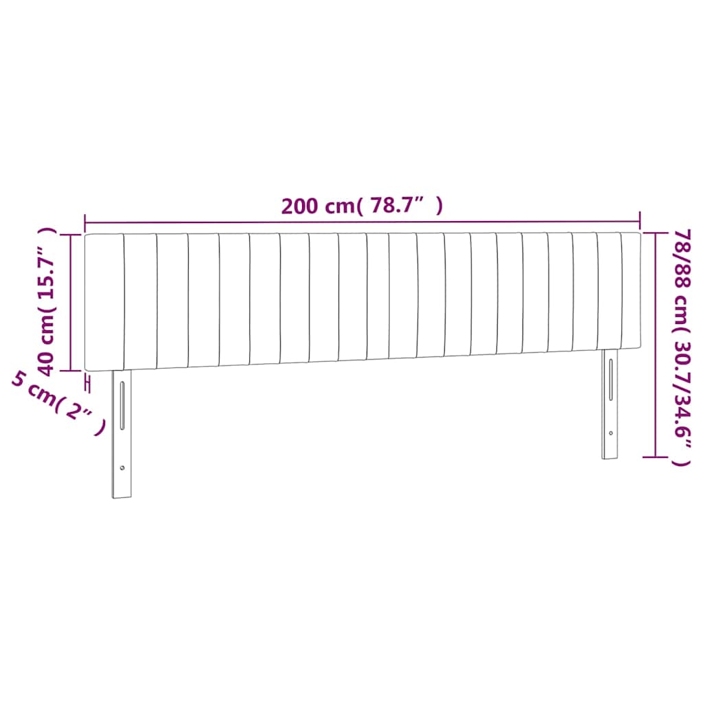 Sötétzöld bársony LED-es fejtámla 200x5x78/88 cm 7
