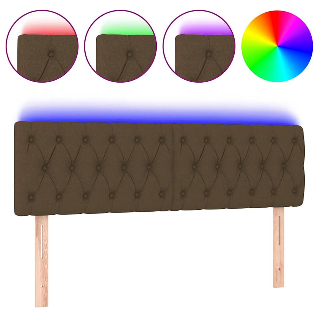 Sötétbarna szövet LED-es fejtámla 144 x 7 x 78/88 cm 2