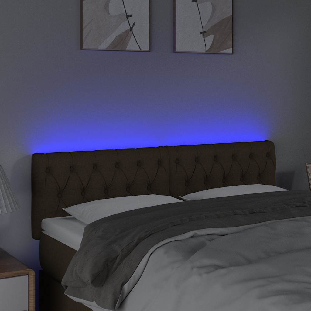 Sötétbarna szövet LED-es fejtámla 144 x 7 x 78/88 cm 3