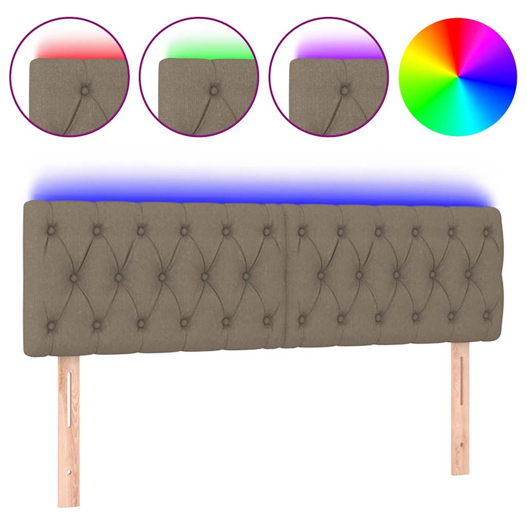 Tópszínű szövet LED-es fejtámla 144x7x78/88 cm 2