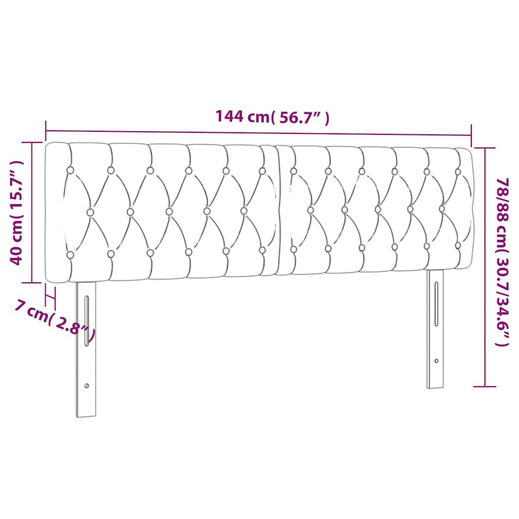 Tópszínű szövet LED-es fejtámla 144x7x78/88 cm 6