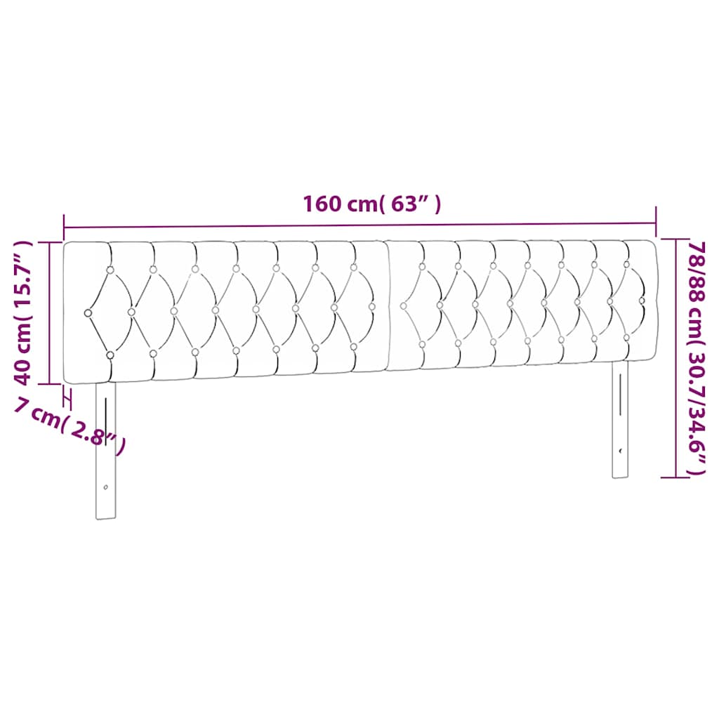 Fekete szövet LED-es fejtámla 160x7x78/88 cm 6
