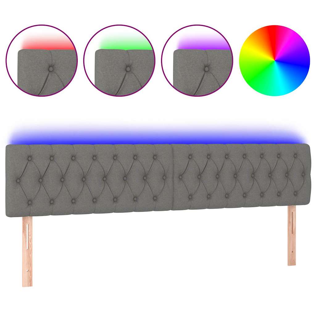 Sötétszürke szövet LED-es fejtámla 180x7x78/88 cm 2