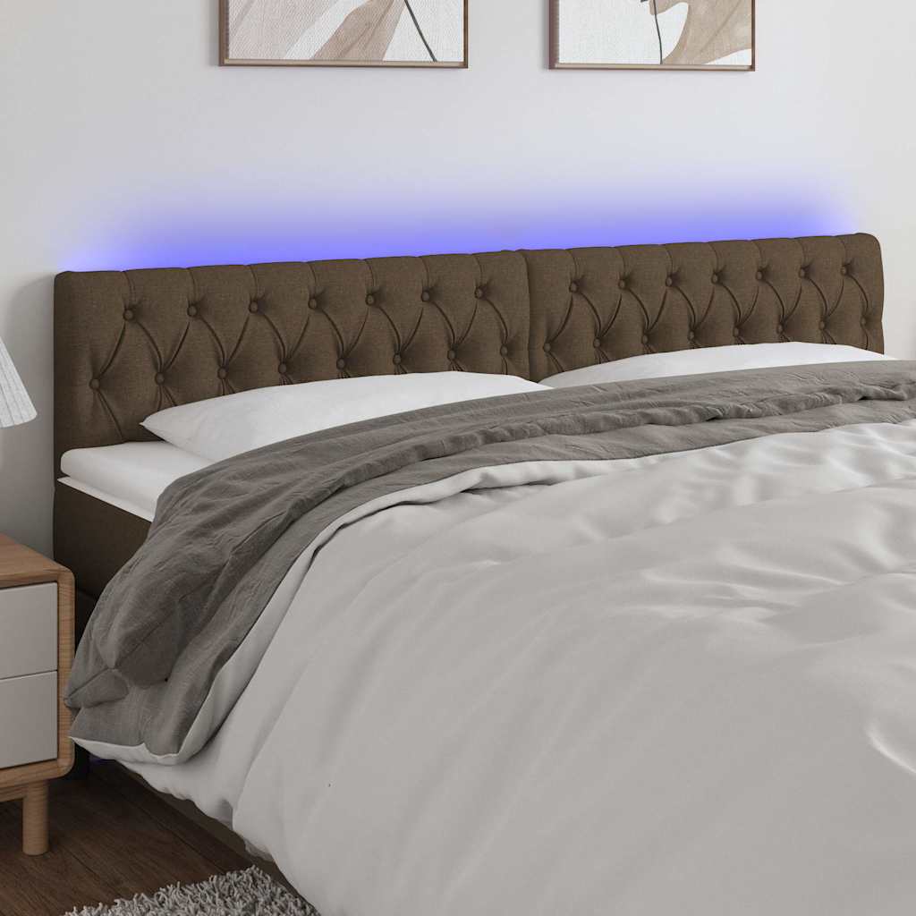 Sötétbarna szövet LED-es fejtámla 180x7x78/88 cm