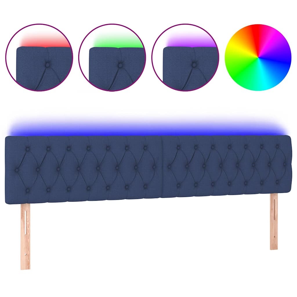 Kék szövet LED-es fejtámla 180x7x78/88 cm 2
