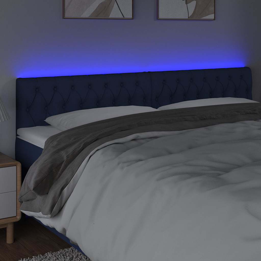 Kék szövet LED-es fejtámla 180x7x78/88 cm 3