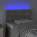 Világosszürke bársony LED-es fejtámla 80x7x78/88 cm 3